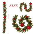 thumbnail image 4 of 6 ft Christmas Garland with Lights, Pre-lit Christmas Garland with 20 LED Ligts Pinecones Red Berries Poinsettia, Indoor Outdoor Garland for Home Fireplace Staircase Decoration, 4 of 7
