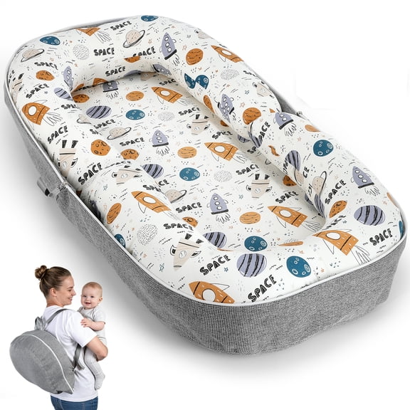 Loevin Baby Lounger for Newborns & Infants 0–12 Months, Portable Baby Nest for Home and Travel, Baby Shower Gift(Dreamy Space)