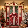 thumbnail image 6 of Antqov Christmas Door Cover Bow Winter Front Door Cover 35x71" Hanging Banner Photo Background Christmas Door Decoration for Home Party Supplies, 6 of 9