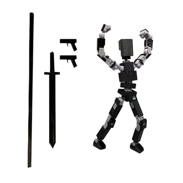 Titan 13 Action Figure,Stikbot Toys with Weapon Accessories, T13 Action Figure Robot,3D Printed Action Figures Toys, The Toys That Children Hope To Have (Black)