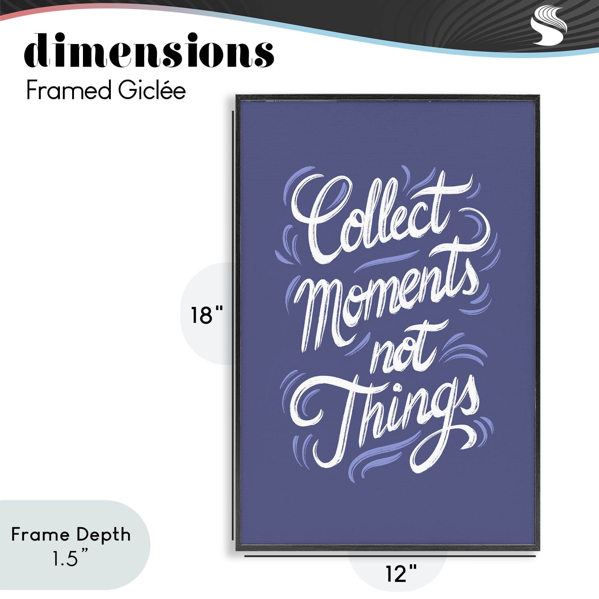 Stupell Industries Collect Moments Not Things Black Framed Giclee Art, design by Martina Pavlova