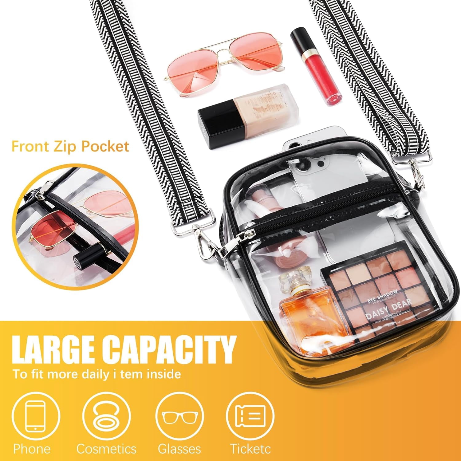 Clear Purses for Women Stadium Approved Clear Bags Small Crossbody Bags Trendy for Concerts Sports