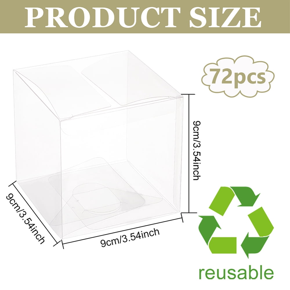 Plastic Easter Party Favor Box 3.5 x 3.5 x 3.5inch Transparent Gift Box Plastic Storage Container for Packaging Cube Birthday Wedding Party