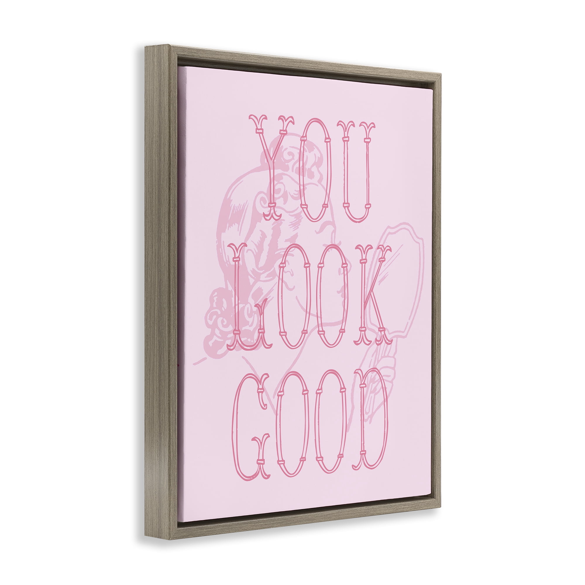 Stupell Industries You Look Good Sentiment People Painting Brown Floater Framed Canvas Art Print Wall Art, 25 x 31