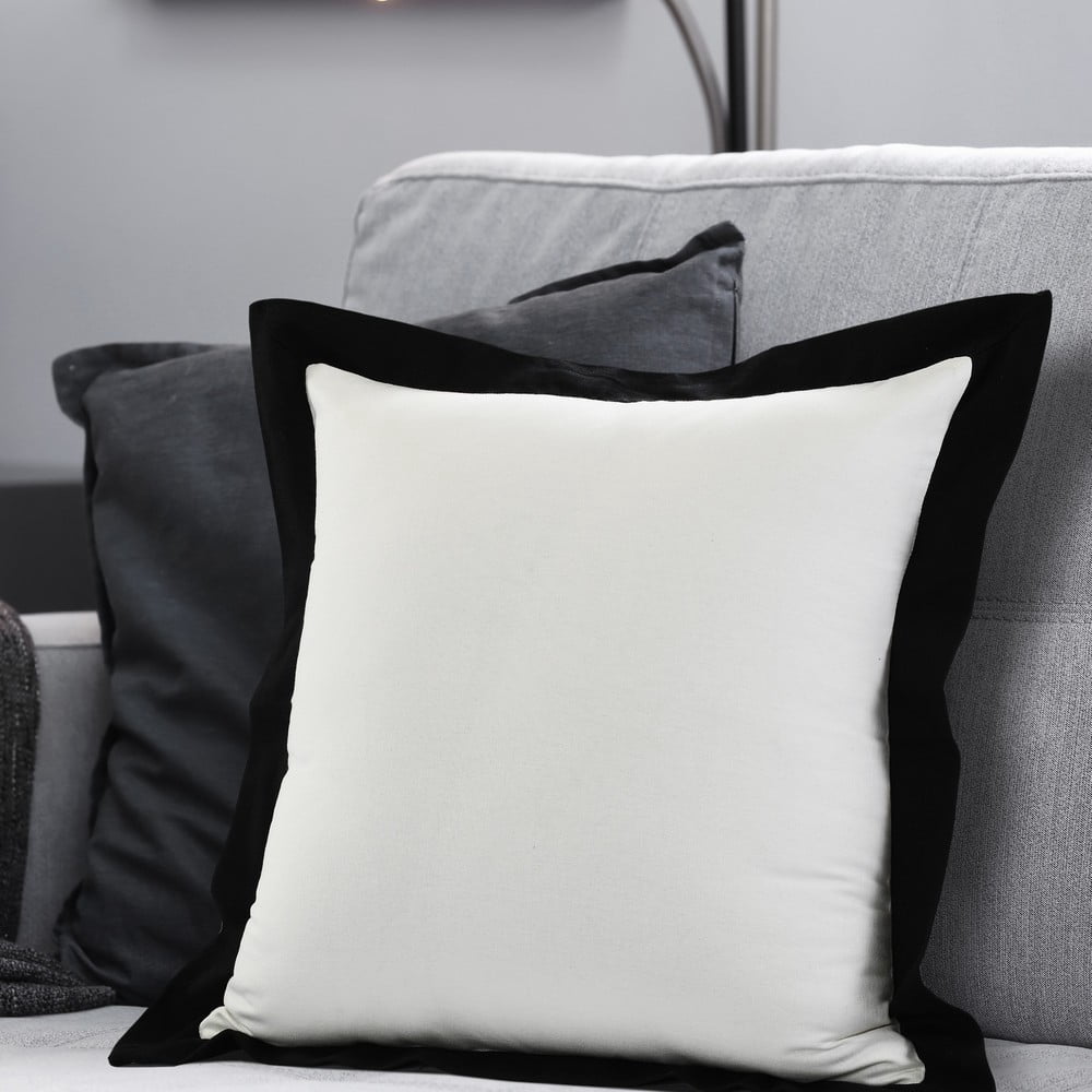 Ox Bay Flange Frame Border Throw Pillow, White / Black, 20" Square, Count per Pack 1