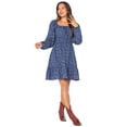 thumbnail image 4 of Celebrity Pink Women’s and Women’s Plus Floral Print Babydoll Dress with Long Sleeves, Sizes XS-4X, 4 of 5