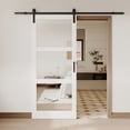 thumbnail image 2 of 36" X 84" 3-Lite Double-sided Glass Mirror and Solid Manufactured Wood Sliding Barn Door with Installation Hardware Kit, 2 of 9