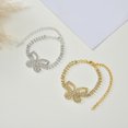 thumbnail image 3 of Visland Women Anklet Hollow Butterfly Shape Rhinestone Decor Adjustable Length Alloy Double-layer Ankle Chain Leg Jewelry, 3 of 8