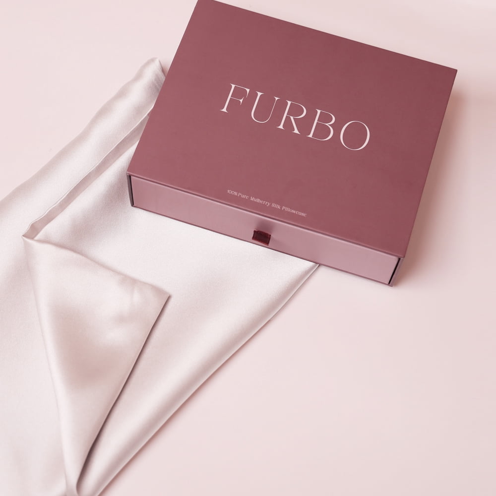 Furbo 100% Mulberry Silk Pillowcase for Hair & Skin, Smooth Luxury Pillow Cover, (Queen Size 20″×30″) Silver Mist