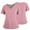 Pink, variant on Women's Nursing Scrubs Work T-Shirt Soft Stretchy V-Neck Short Sleeve Uniform Top with Pocket & Side Slit for Medical Professionals Green L