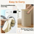 thumbnail image 4 of BGTREND Slim Laundry Hamper with Lid 85L Foldable Clothes Basket with Removable Mesh Bag & Handle for Closet Bathroom Bedroom (Beige), 4 of 7