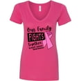thumbnail image 3 of Inktastic Our Family Fights Together Breast Cancer Awareness Women's V-Neck T-Shirt, 3 of 5