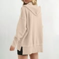 thumbnail image 7 of Craaazy Oversized Sweatshirts for Women Solid Color Hooded Button Long Sleeve Tops Gifts, 7 of 7