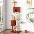 thumbnail image 2 of EROMMY 74" Cat Tree Tower with Football Design, Cozy Cat Cave Bed for Indoor Cats, Cat Condos with Sisal Scratching Post, Perches, Hammock and Pompoms, 2 of 7