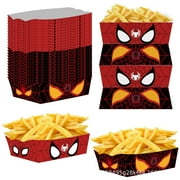 24Pcs Spider-Man Party Supplies and Birthday Decorations - Party Plates, Paper Trays, Paperboard Hot Dog Popcorn