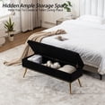 thumbnail image 5 of Velvet Storage Bench with Gold Legs and Nailhead Trim, 46" Wide Upholstered Modern Bedroom Bench for End of Bed, Tufted Ottoman for Entryway Living Room Dining Room, 5 of 9