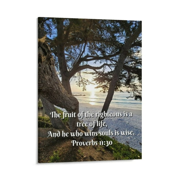 Inspirational Quotes Proverbs 11 30 Wall Art Bible Poetry Verses Framed Canvas Wall Art for Home Living Room Farmhouse Wall Decor Poster 11x14inch(28x35cm)