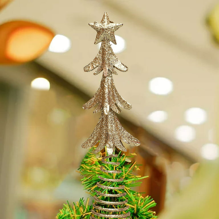 Livingandhome Gold Glitter Heart Iron Christmas Tree Top Star Decoration