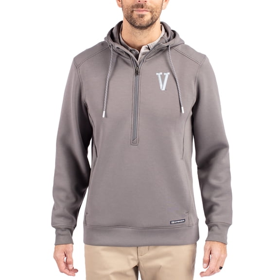 Men's-Cutter & Buck  Gray Villanova Wildcats Roam Eco Recycled Half-Zip Pullover Hoodie