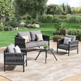 thumbnail image 2 of ELPOSUN Metal Patio Furniture Set,4 Pieces Metal Outdoor Furniture Set, Modern Outdoor Patio Sofa Set with 6" Thickened Cushion, Metal Outdoor Furniture for Porch,Pool,Garden(Grey), 2 of 7