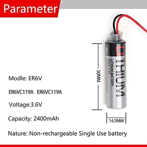 2Pcs 3.6V ER6V/3.6V Battery for Toshiba ER6VC119A ER6VC119B