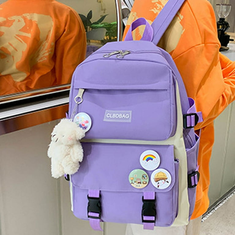 GENEMA 4pcs/set Canvas School Bag for Teenagers Girls Student Women Travel  School Backpacks Female Book Bags