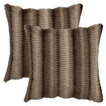 REGALWOVEN Pack of 2 Plush Striped Pillow Case Luxury Series Soft Fluffy Modern Throw Pillow Covers for Sofa Living Room Car Brown 20" x 20"