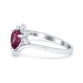 thumbnail image 3 of Teardrop V Chevron Engagement Ring Simulated Ruby CZ 925 Sterling Silver Size 10, 3 of 5