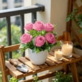 thumbnail image 4 of Rosa Artificial En Maceta: Arreglo Floral Artificial Realista En Maceta Blanca para Centro de Mesa En El Hogar, Oficina, Sala de Estar y Decoración de Bodas., 4 of 6