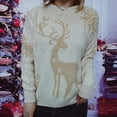 thumbnail image 4 of Christmas Sweaters Women Xs Fall Winter Round Neck Long Sleeve Christmas Sweater Snowflake Fawn Jacquard Knitted Pullover Jumper Tops , L, 4 of 9