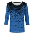 thumbnail image 5 of Kilaqueen Halloween Shirts for Women Fall Spooky Funny Bat Graphic Tees 3/4 Sleeve Round Neck Loose Casual Holiday Tunic Tops, 5 of 5