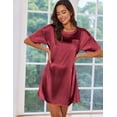 thumbnail image 4 of Ekouaer Silk Satin Sleep Shirts for Women Nightshirt Tshirt Night Gowns Short Sleeve Sleepwear Round Neck Shirt Dress With Chest Pocket, 4 of 7