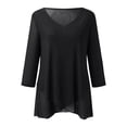 thumbnail image 3 of EHQJNJ Female Cold Shoulder Tops for Women Womens Dressy 3/4 Sleeve Tunic Tops Asymmetric Hem Blouses Lightweight Mesh Shirt Gym Tops for Women Basic Tops, 3 of 4