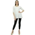 thumbnail image 4 of Bimba Women's Summer Casual White Boho Tunic With Lace 3\4 Sleeve Cotton Top-4, 4 of 9