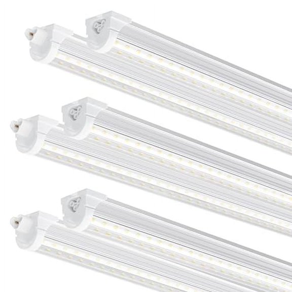 Ensenior 6 Pack 8 FT Led Shop Lights, 6000K Clear White, 10000LM Super Bright, 72W Equivalency 936W, Commercial Bay Lighting, U-Shaped Linkable Shop Lights Plug in for Garage, Workshop, FCC Certified