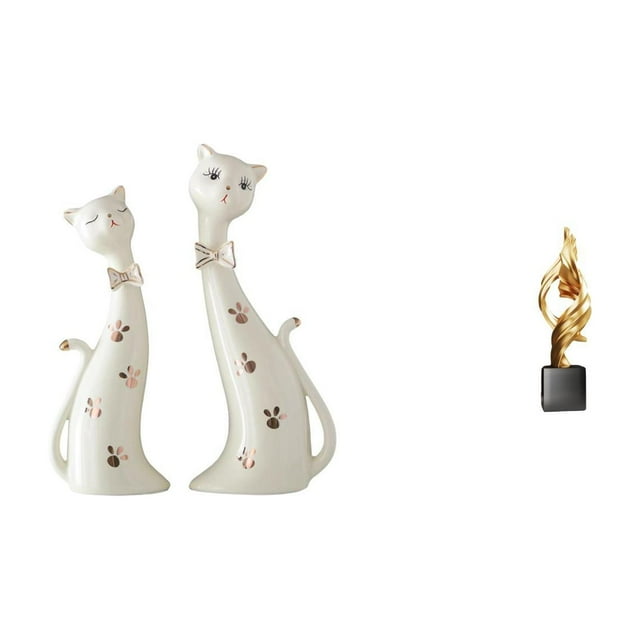 Escultura Abstracta De Una Pareja De Gatos, Estatua Animal, Regalo De Bodas Para La Repisa De La Chimenea, Adorno De Mesa Coleccionable, Figura De Resina Para Decoración Del Hogar Y La Oficina.