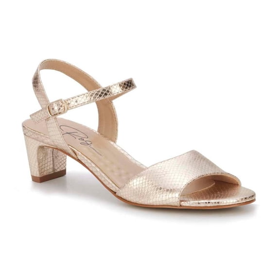 Ros Hommerson Lydia Women Adjustable Buckle Strap Sandal In Gold Snake Leather