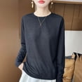 thumbnail image 7 of Long Sleeve Shirts for Women Fashion Soft Lightweight Thin Solid Color Round Neck Basic Loose Tunic Tops, 7 of 7