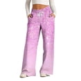 thumbnail image 1 of Pants for Women, Womens Fashionable Striped Printed Drawstring Wide Leg Pants, 1 of 4