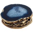 thumbnail image 2 of Blue Gold Rimmed Agate Stone Coasters - Set of 4, Polished Geode Drink Mats for Dining & Coffee Table & Kitchen, 2 of 6