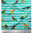 thumbnail image 3 of Soimoi Green polyester Crepe Fabric Stripe & Bird Decor Fabric Printed Yard 42 Inch Wide, 3 of 3