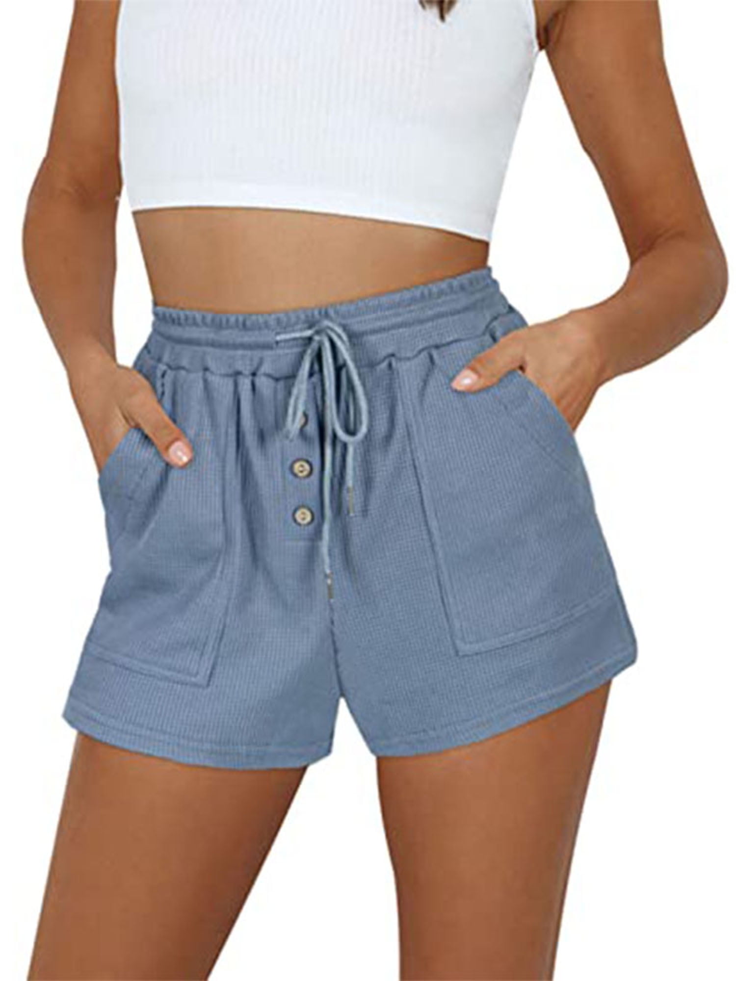 Ontrouw achterstalligheid Herhaald Womens Teen Girls Summer Casual Loose Comfy Drawstring Shorts Lightweight  Elastic Waist Pocketed Short Pants - Walmart.com