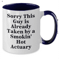 thumbnail image 2 of Funny Actuary Gifts, Sorry This Guy Is Already Taken By A Smokin' Hot Actuary, Two Tone Coffee Mug for Actuary Friends, Father's Day Unique Gifts from Men to Coworkers, 2 of 4