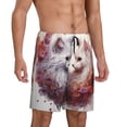 thumbnail image 2 of Uemuo White Red Cat Couple Pattern Men's Short Pajama Pants – Soft & Breathable Lounge Shorts, Elastic Waistband with Pockets, Lightweight Sleepwear for All-Season Comfort-X-Large, 2 of 6
