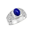 thumbnail image 3 of RYLOS Men's Rings Sterling Silver Designer Nugget Ring Oval 9X7MM Gemstone & Diamonds  Lapis Lazuli September Birthstone Rings For Man Size 9, 3 of 7