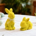 thumbnail image 4 of Flocked Easter Bunny Figurine Set - Standing Decorative Statues for Spring Garden Yard Desktop Ornament 2PCS, 4 of 5