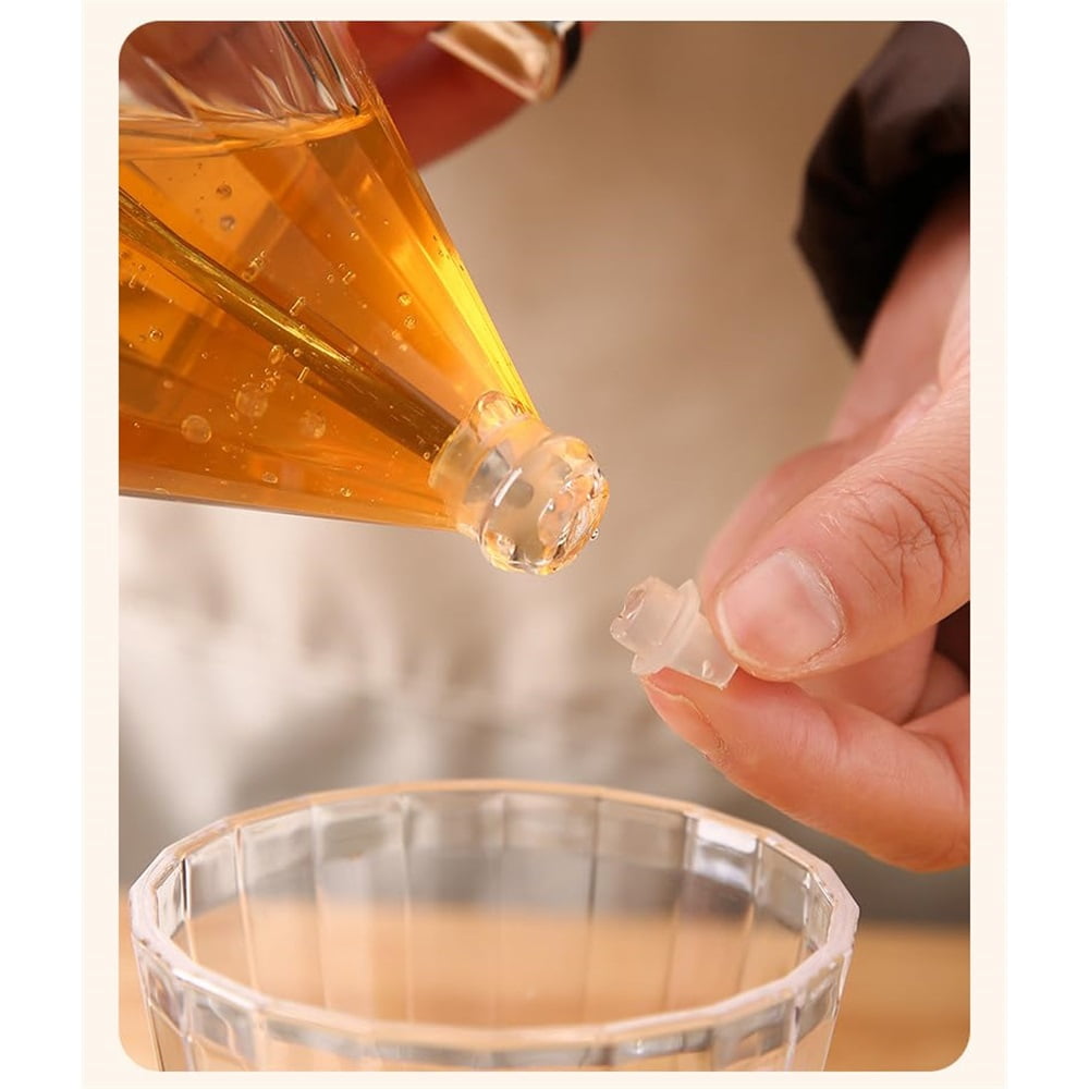 Honey Dispenser with Stand - Clear Glass Jar with No-Drip Dipper & Flip Top Lid | Leak-Proof Kitchen Dispenser for Maple Syrup, Cooking Oil, Seasonings (200ml)