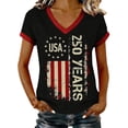 thumbnail image 2 of YVNAURA Womens 250th Anniversary V Neck T Shirt 1776-2026 American Flag Graphic Tee Patriotic 4th of July Top Independence Day Outfit Memorial Day Shirt Sparkle Print, Black, L, 2 of 7