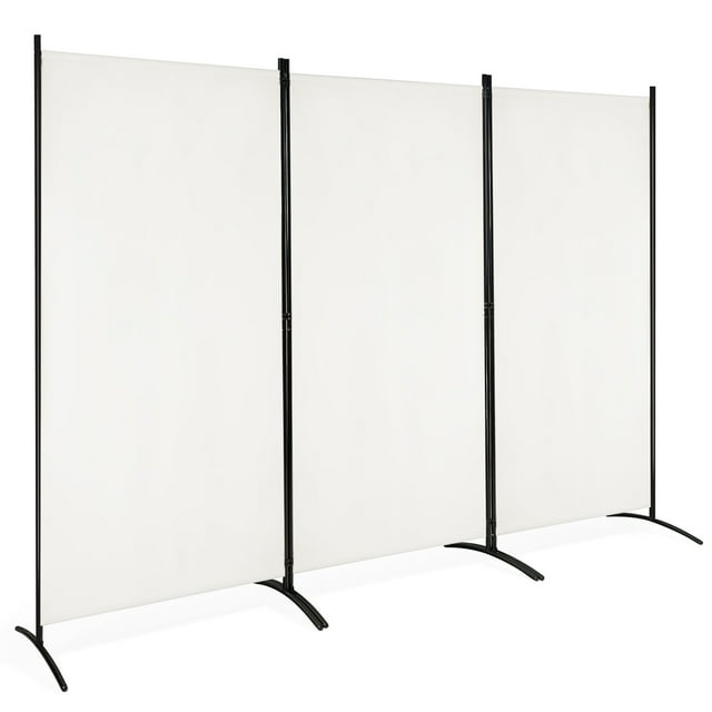 Costway Cloison de Séparation Pliable à 3 Panneaux pour Intimité, Paravent pour Bureau, Blanc