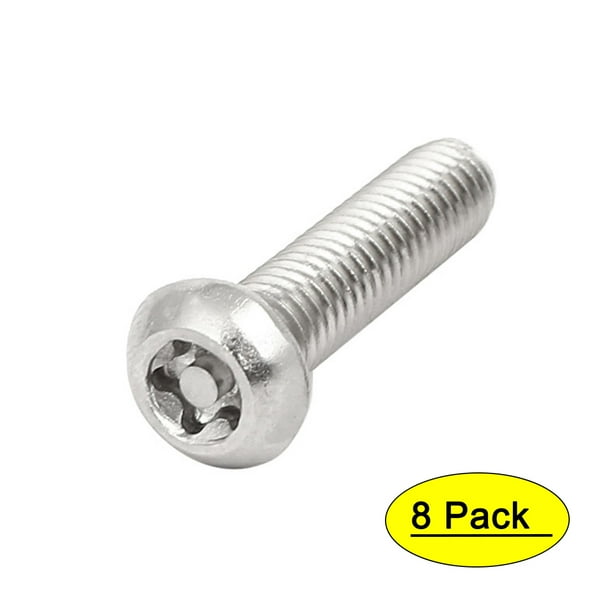 M6x25mm 304 Stainless Steel Button Head Torx Tamper Proof Screws T30 Drive 8pcs